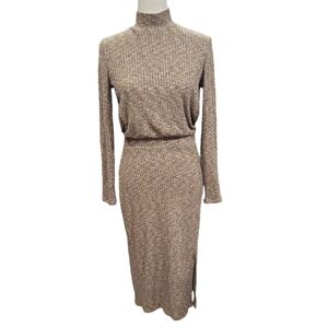 NWOT new G by Giuliana women's turtle neck long sleeve long sweater dress, tan S
